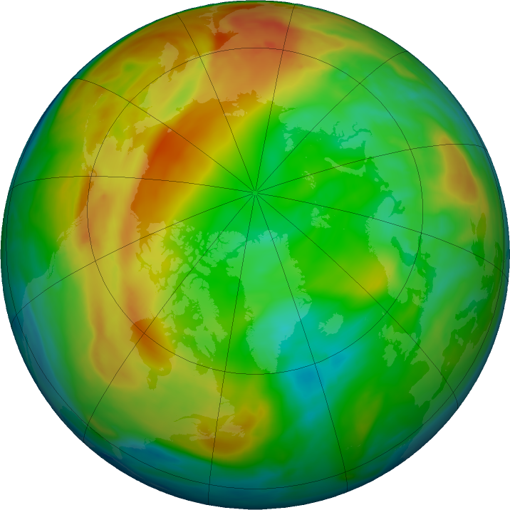 Arctic ozone map for 16 January 2022